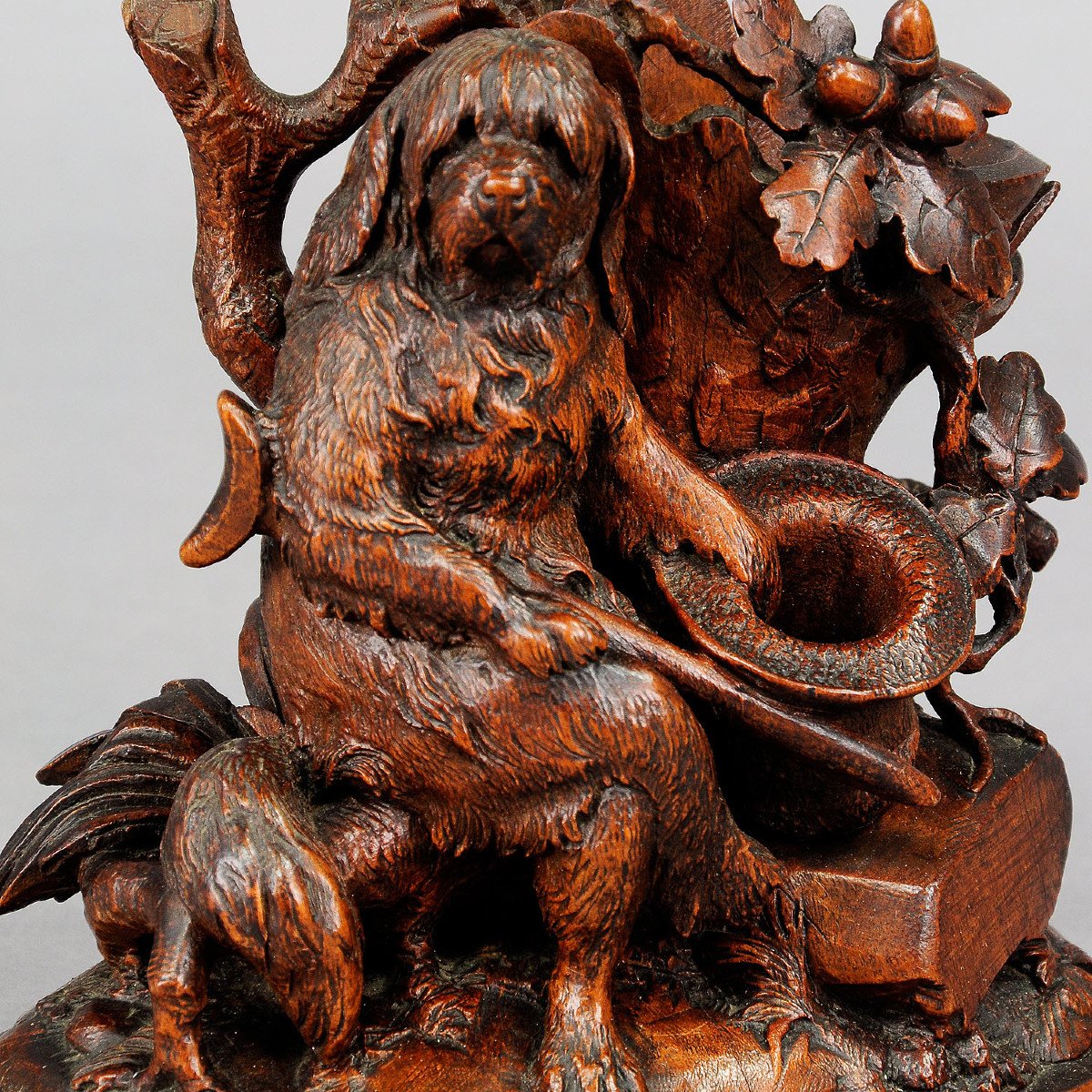 Fine Carved Black Forest Statue Of A Disabled Dog - Brienz Ca. 1900-photo-4
