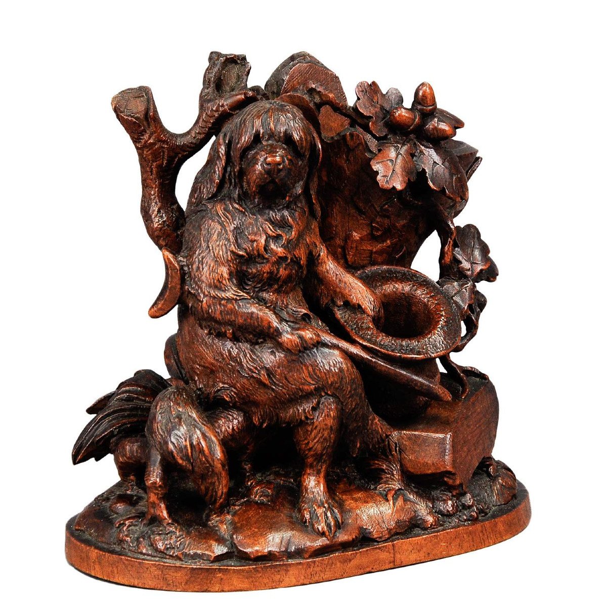 Fine Carved Black Forest Statue Of A Disabled Dog - Brienz Ca. 1900