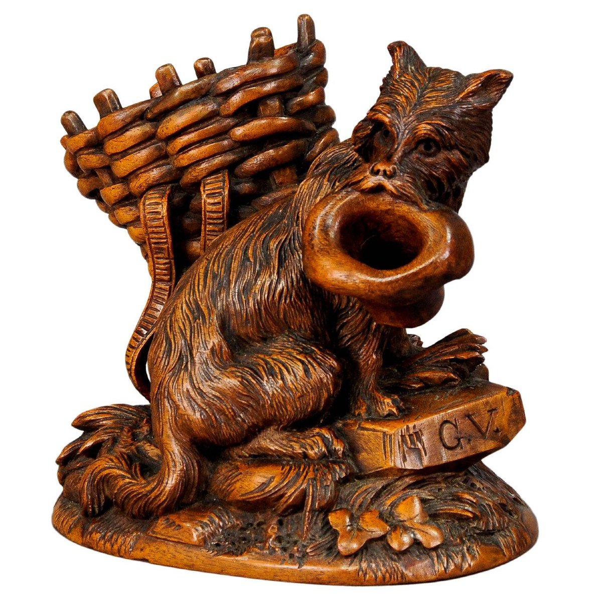 Black Forest Wooden Carved Begging Dog - Brienz Ca. 1900