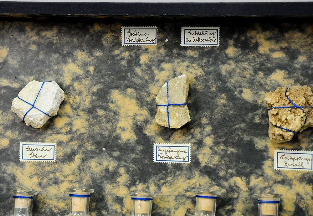 Showcase With Stone Specimen - Decomposition Of Rocks, Circa 1930-photo-3