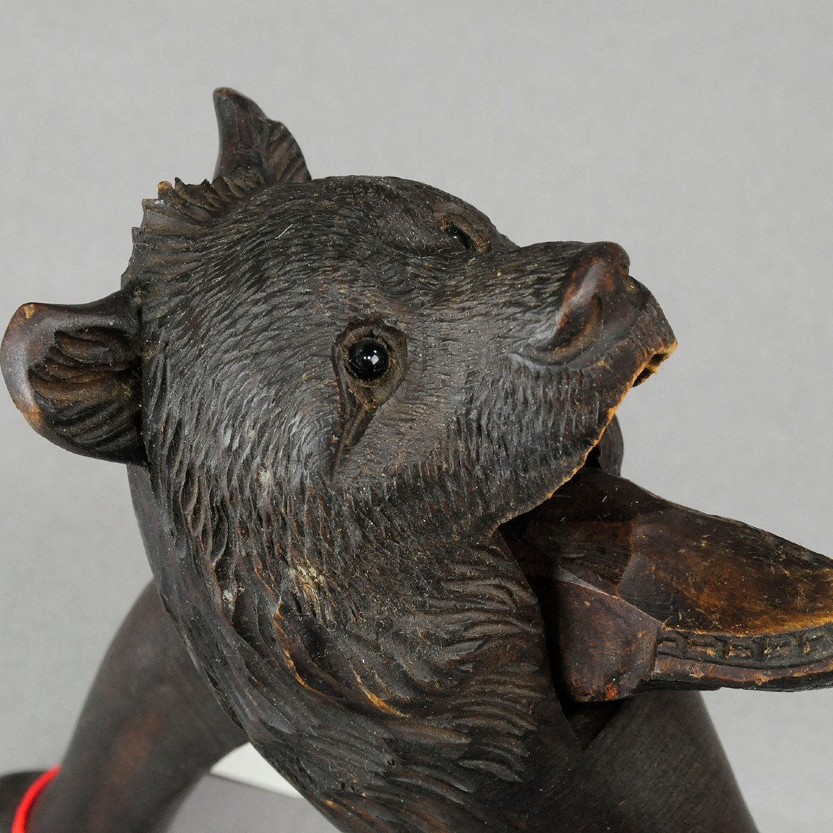 Swiss Hand Carved Wooden Bear Head Nutcracker - Brienz Ca. 1920-photo-1