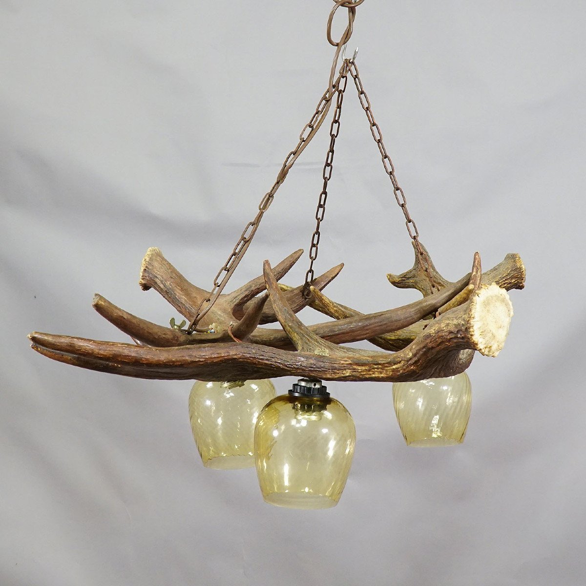 Rustic Antler Lamp With Elk Antlers-photo-2