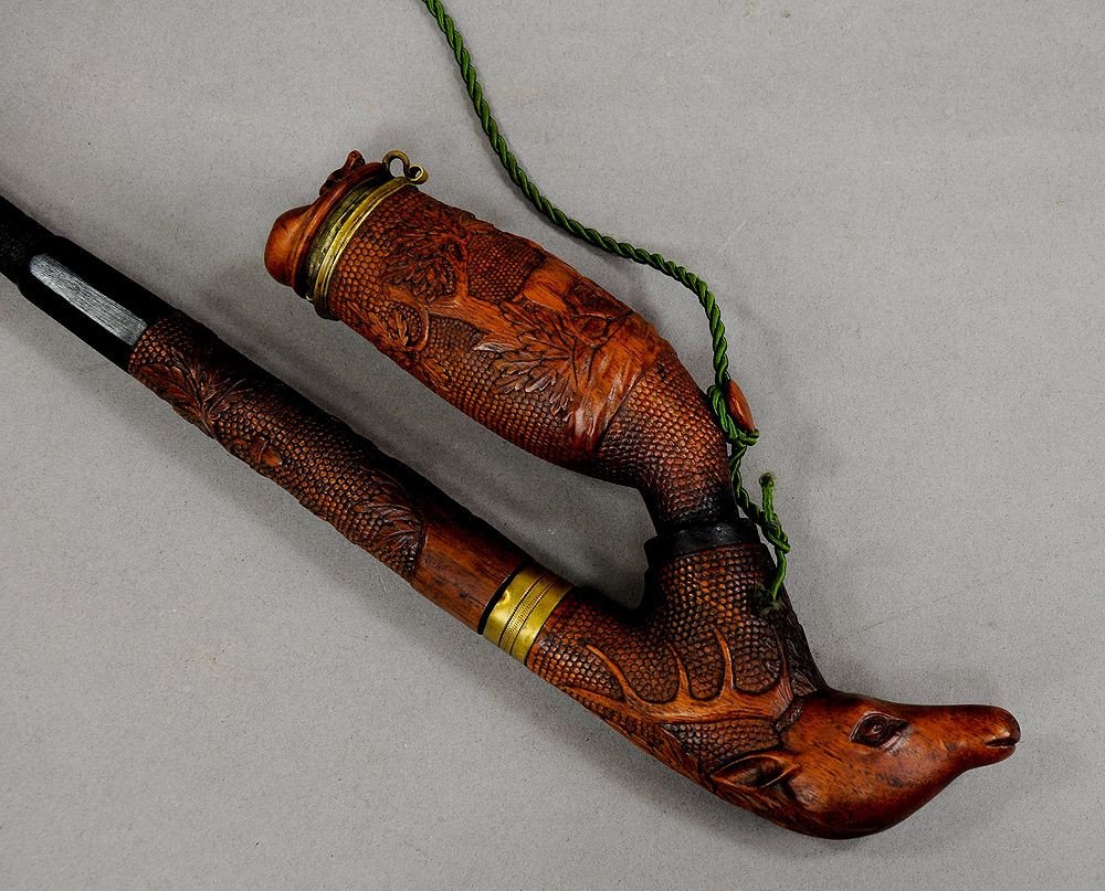 Antique Excellent Carved Wood Tobacco Pipe-photo-3