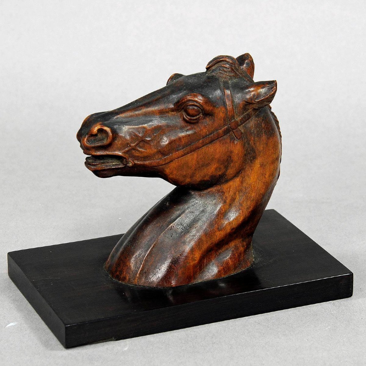 Antique Wooden Carved Horse Paper Weight Ca. 1920-photo-3