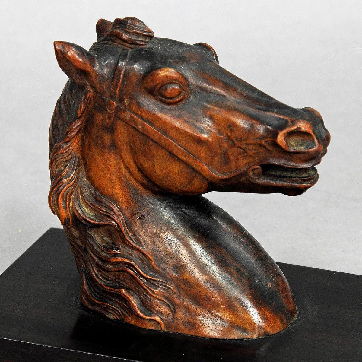 Antique Wooden Carved Horse Paper Weight Ca. 1920-photo-4