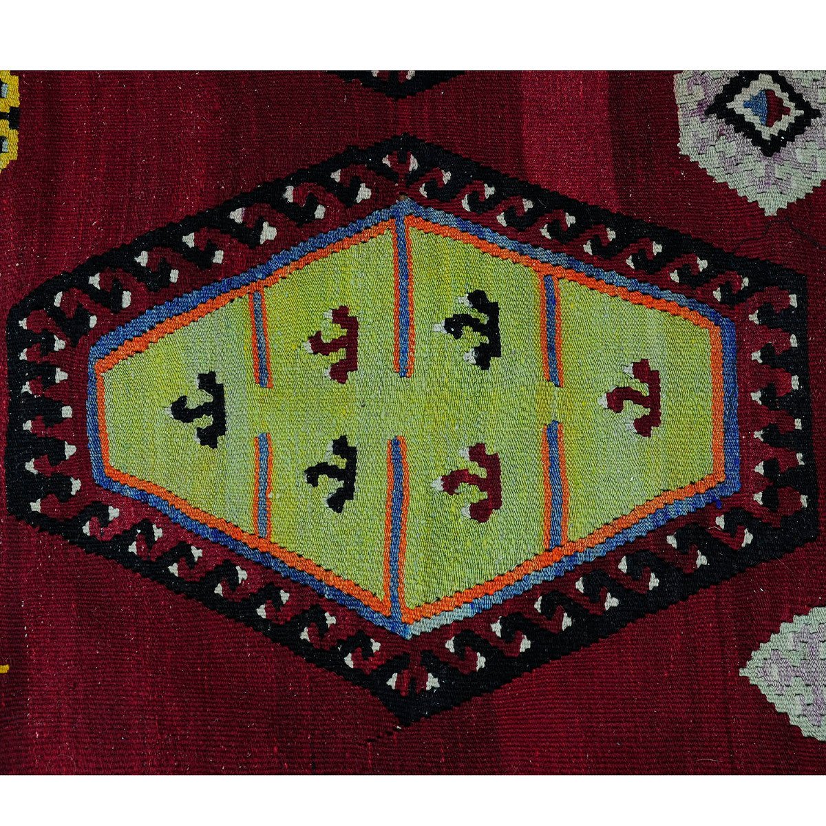 Antique Turkish Colorful Kilim Sarkisla Rug Ca. 1930-photo-3