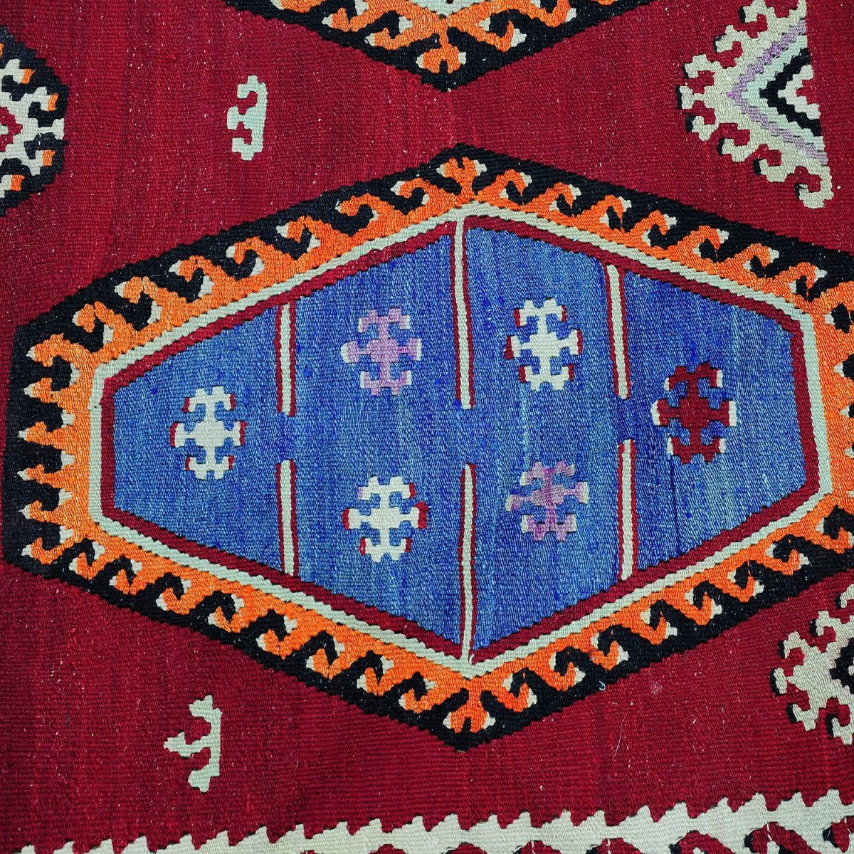 Antique Turkish Colorful Kilim Sarkisla Rug Ca. 1930-photo-5