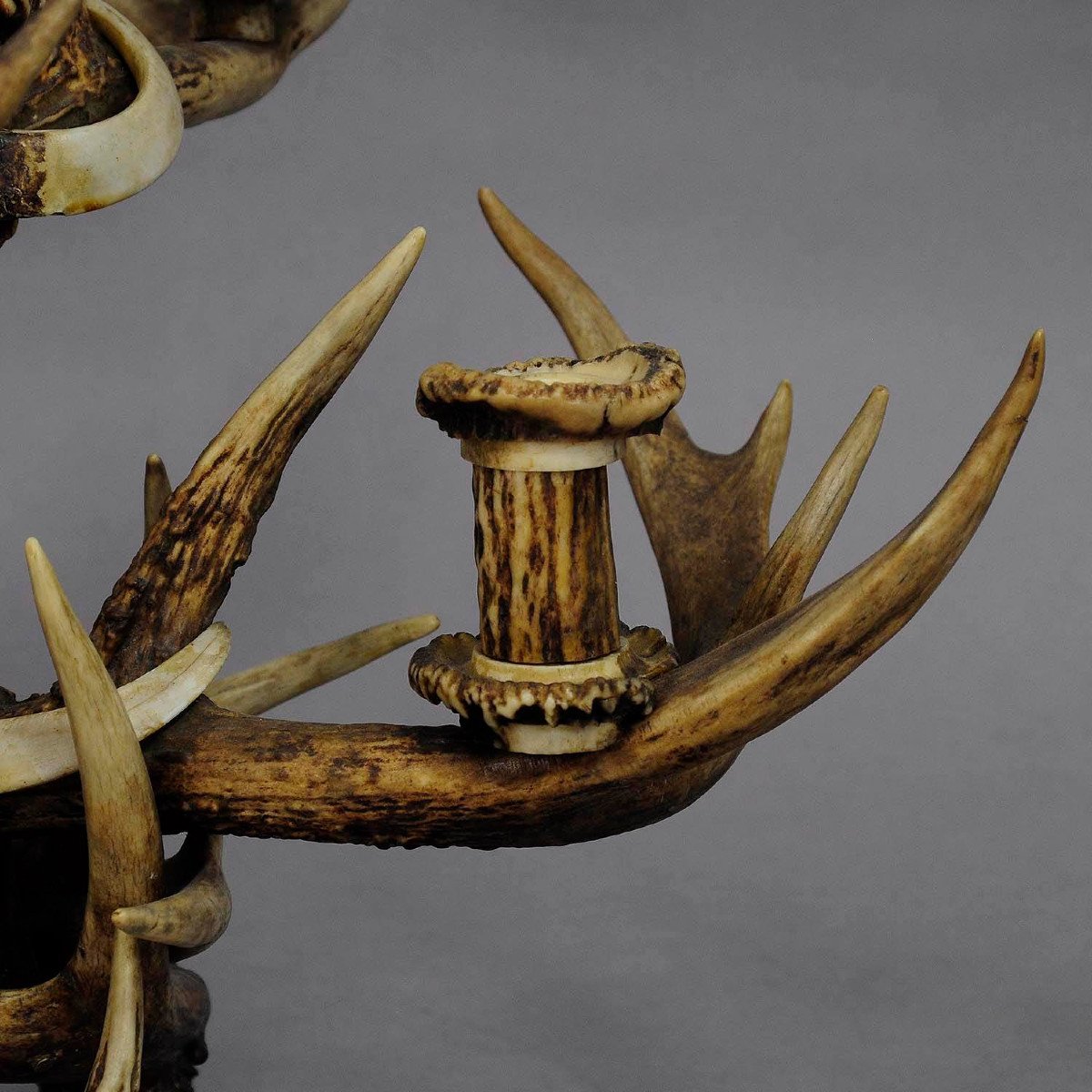 Black Forest Cabin Decor Antler Candelabra Circa 1900-photo-3