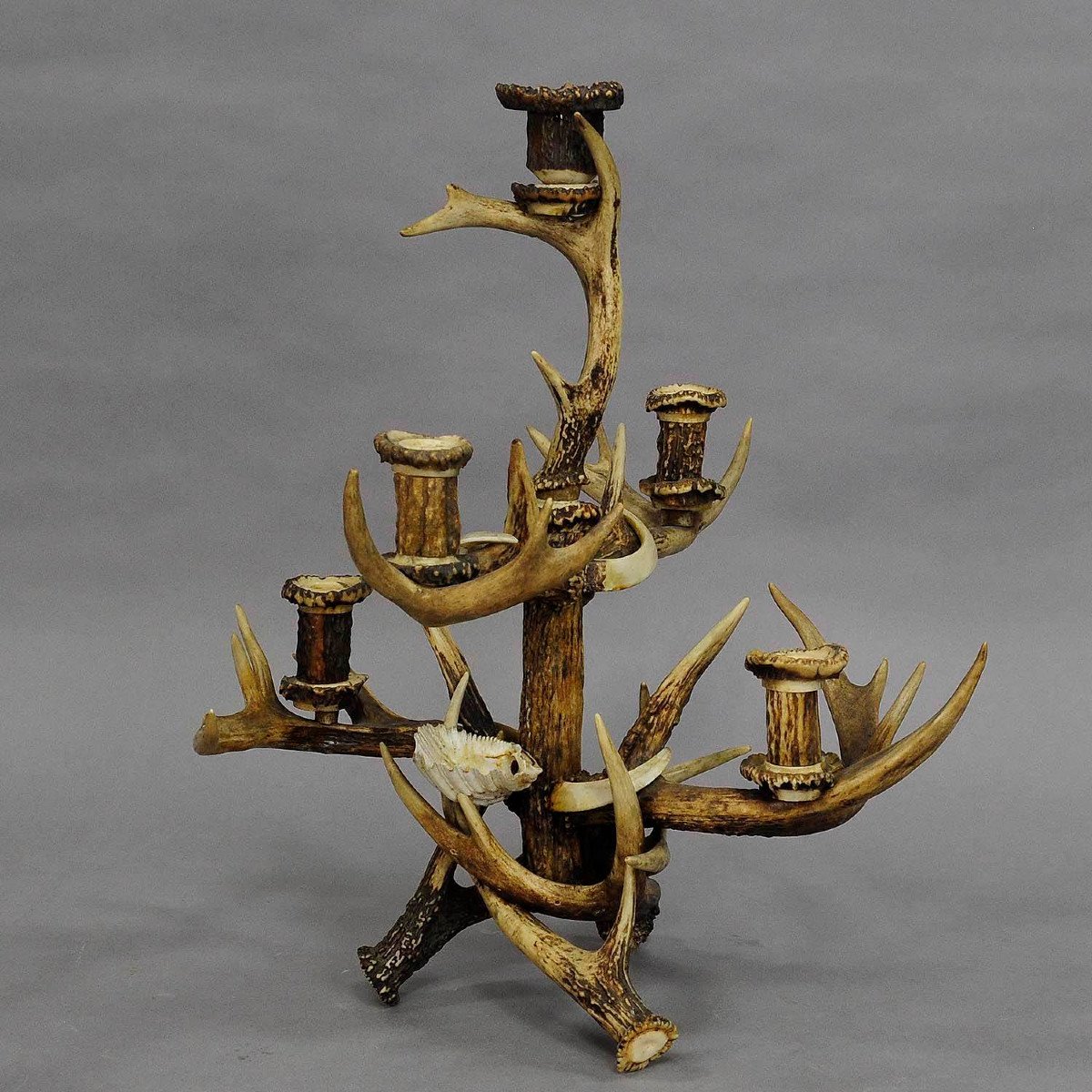 Black Forest Cabin Decor Antler Candelabra Circa 1900-photo-4