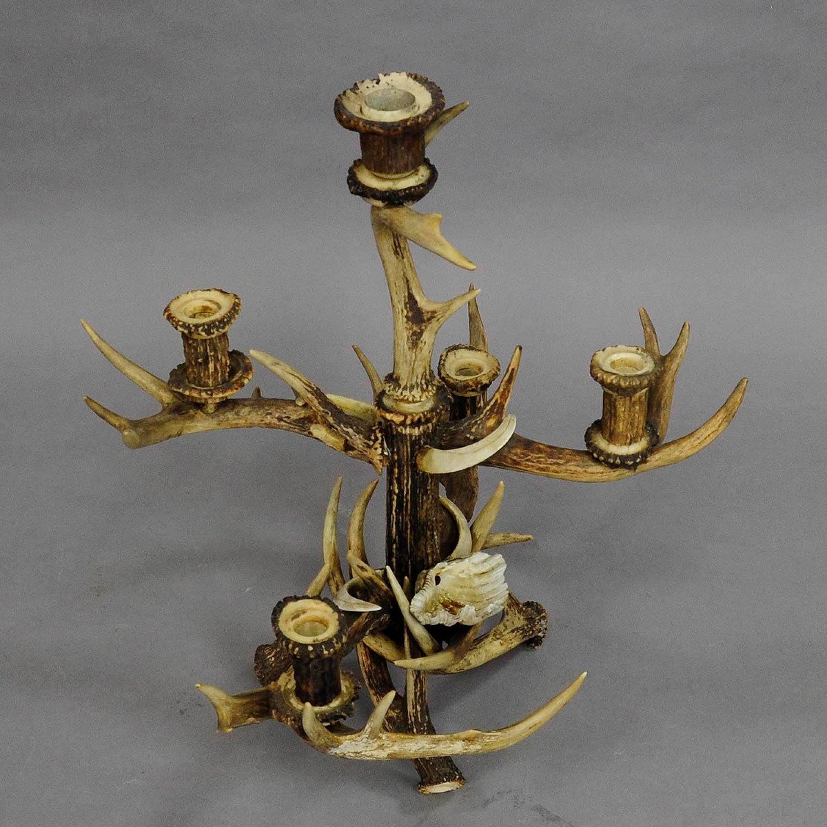 Black Forest Cabin Decor Antler Candelabra Circa 1900-photo-1