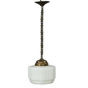 Antique Pendant Lamp With Large White Glass Shade Ca. 1920