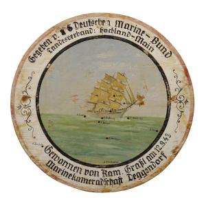 German Naval League Shooting Target Plate With Sailboat 1943