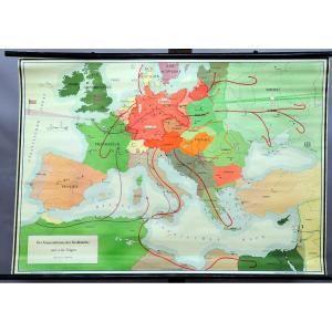 Carte d'Histoire Enroulable Tableau Mural Vintage Conséquences De l'Impérialisme Européen