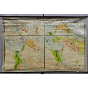 Vintage Roll Up Wall Map Ancient Near East Egyptians Assyrian