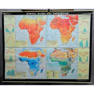 Africa Climate Wall Map Temperature Vegetation Precipitation Atmospheric Pressure