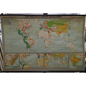 Carte Murale De l'Histoire Du Monde Période 17e Et 18e Siècle Tableau Mural Enroulable