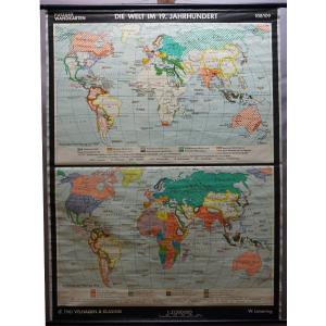 19th Century World History Wall Map Roll Up Wall Chart