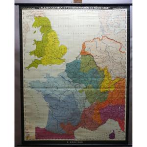 Map Of La Gallia, La Germania, La Britannia In Roman Times History Wall Chart