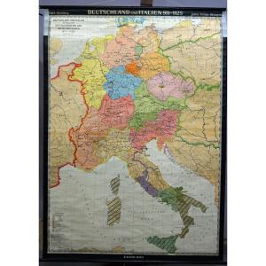 Historical Wall Map Germany Italy 911-1125