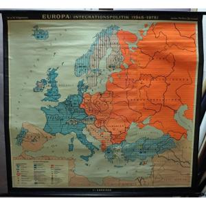 Carte Murale Enroulable De l'Europe Politique d'Intégration 1945-1975 Tableau Mural