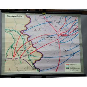 Vintage School Map French Empire History Roll Up Wall Chart