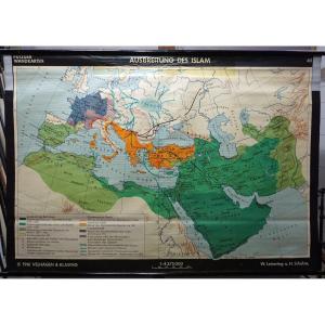 Vintage Roll Up Religion Wall Map History Of The Spread Of Islam