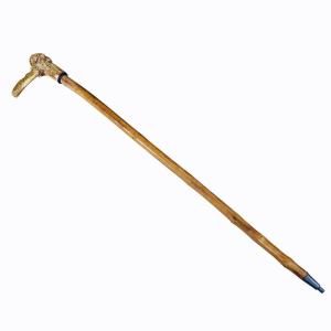 Old Walking Stick With Carved Deer Horn Handle