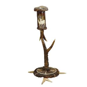 Carved Deer Antler Candlestick, Germany Circa 1900