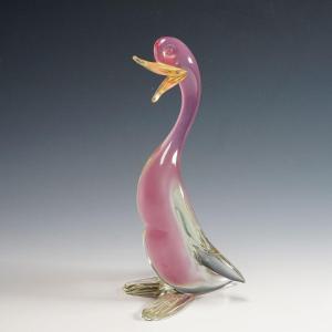 Canard En Verre d'Art Alabastro d'Archimede Seguso, Murano Italie Années 1950