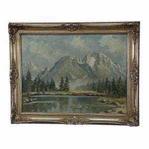 W. Kruegner- Paysage Estival De Haute Montagne Avec Lac Alpin Et Watzmann