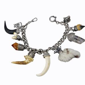 Charivari de bijoux traditionnels bavarois vintage avec pendentifs de chasse