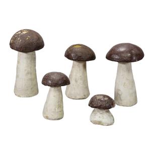 Five Terracotta Porcini Mushrooms For Garden Decoration 1950s