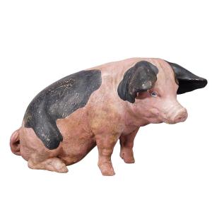Swabian Terracotta Country Pig From The 1930s
