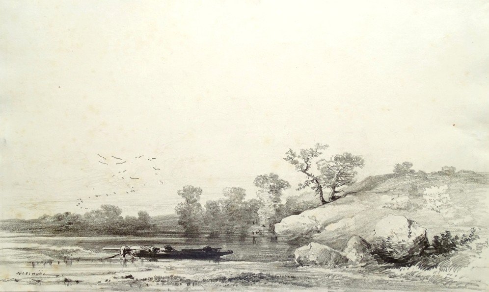 Jules Achille Noël (1810-1881) Fishing Boat In Brittany