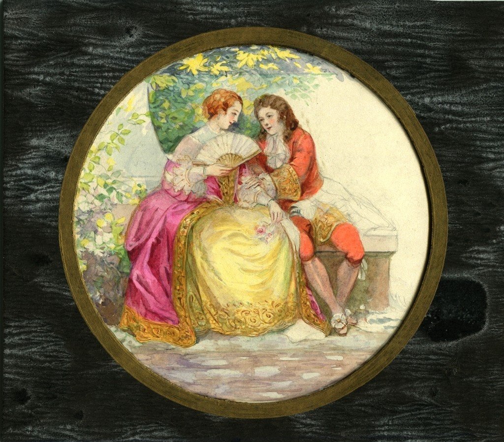 Galante Scene, Drawing Very Finely Made In Watercolor, 19th 