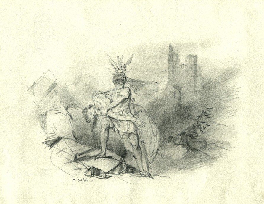 Gauloiserie - Dessin original de Alexandre SOLDÉ (1822-1893)