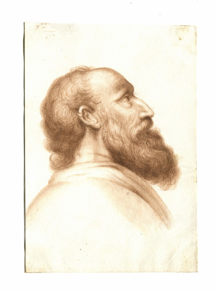 Portrait Of A Man - Original Old Wash Drawing