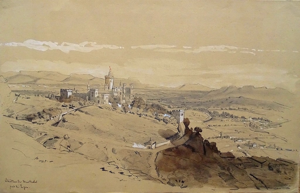 Montmelas Castle, Near Lyon - Original Antique Drawing