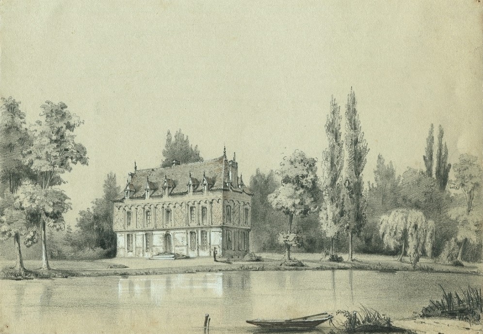 Château d'Heudreville - Daté août 1852 - Dessin original ancien