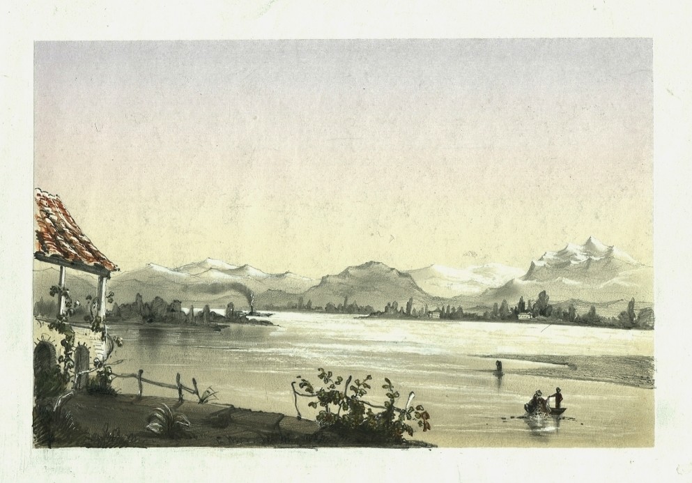 The Banks Of The Rhone Near La Voulte - Original Old Drawing-photo-2