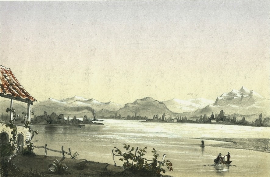 The Banks Of The Rhone Near La Voulte - Original Old Drawing