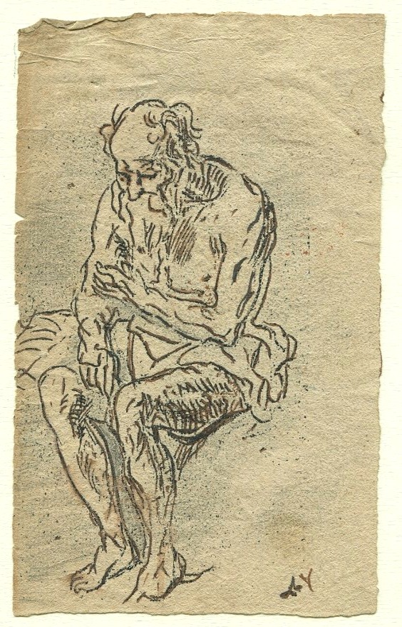 Dessin ancien, plume sur papier vergé évocateur d'une Ecole italienne 17ème siècle