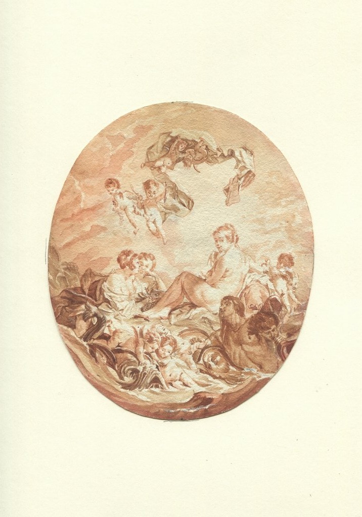 Venus - Original Antique Drawing In Red Chalk Wash-photo-2