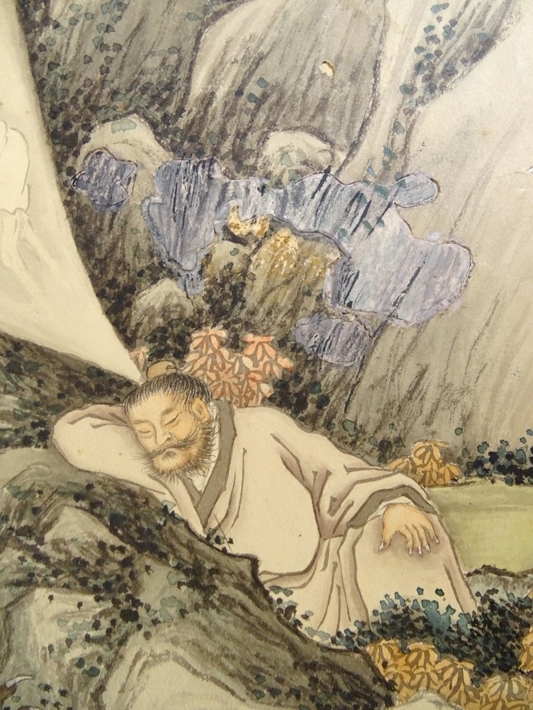 Aquarelle présumée de Kawanabe Kyōsai (1831-1889) Dessin original  Japon époque Meiji-photo-2
