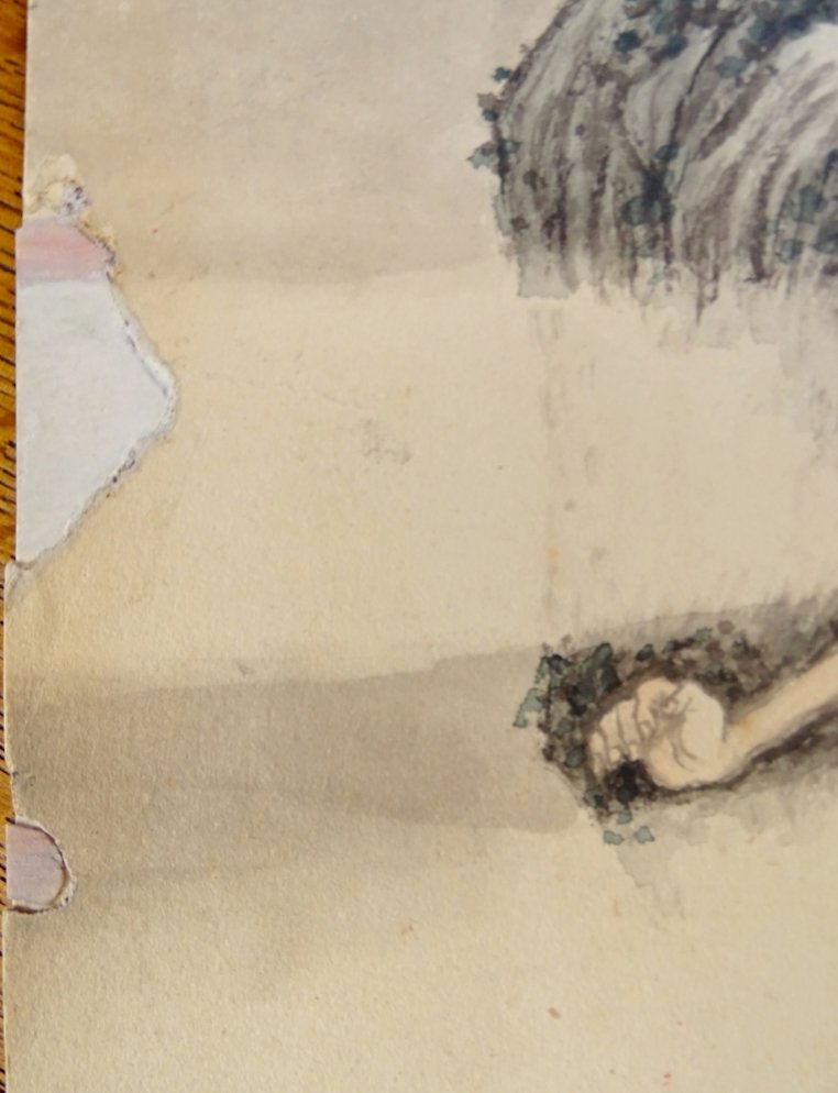 Aquarelle présumée de Kawanabe Kyōsai (1831-1889) Dessin original  Japon époque Meiji-photo-3