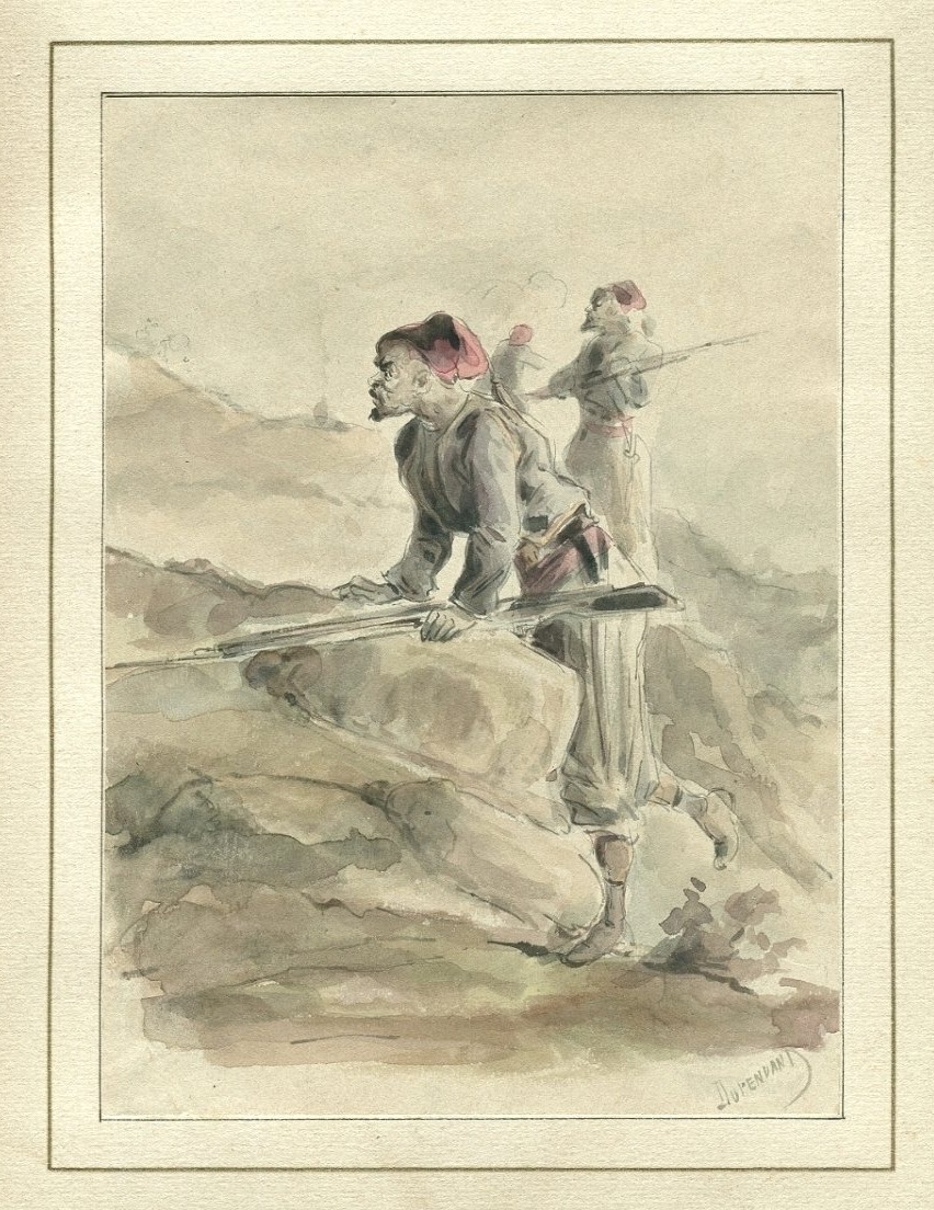 Alexandre DUPENDANT (1833-1884) Zouave,  Conquête de l' Algérie - Dessin original ancien-photo-2