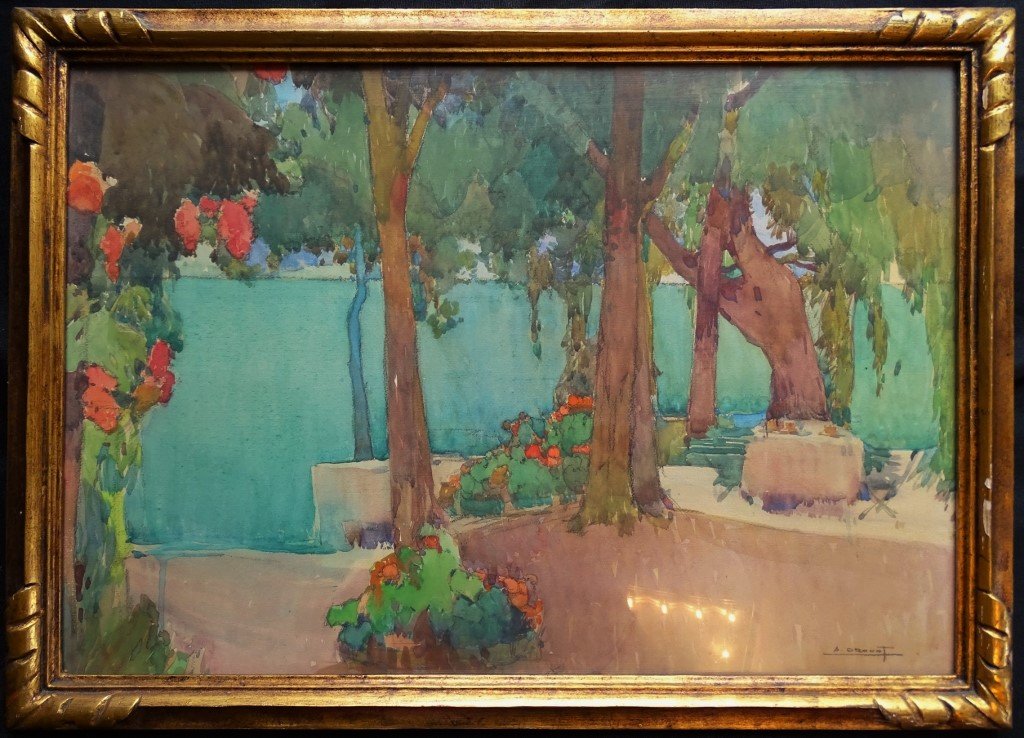 Auguste Drouot (1881-1955) - Lakeside - Original Watercolor