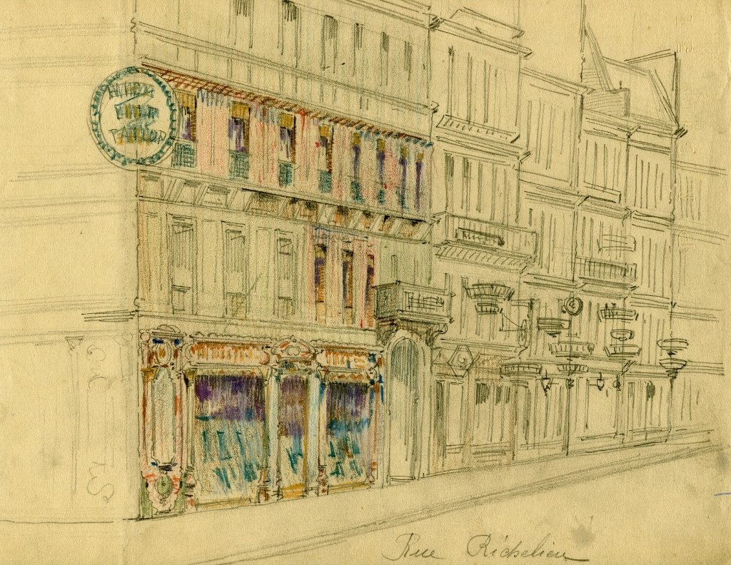 Original Drawing - Paris, Rue Richelieu