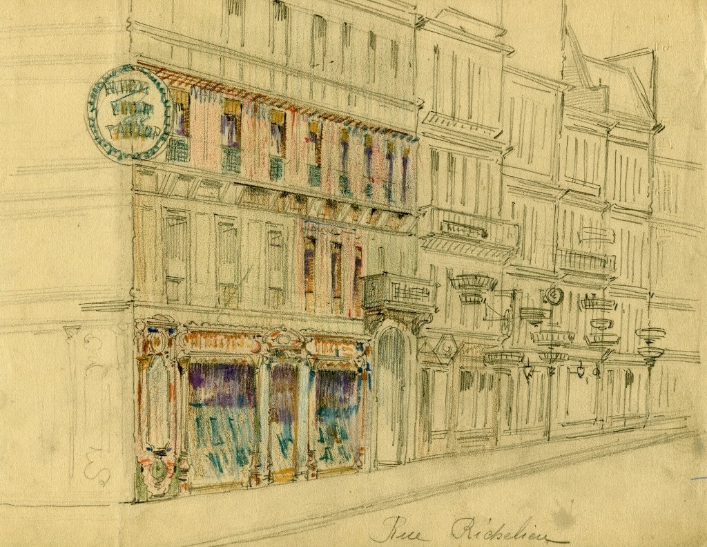 Dessin Original - Paris , Rue Richelieu