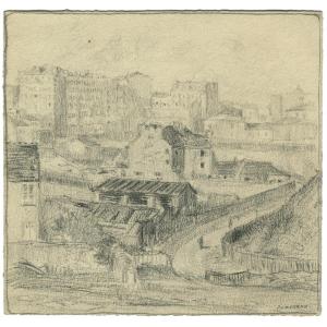 Pierre Louis MOREAU (1876-1960) Paris Montmartre - Dessin original ancien